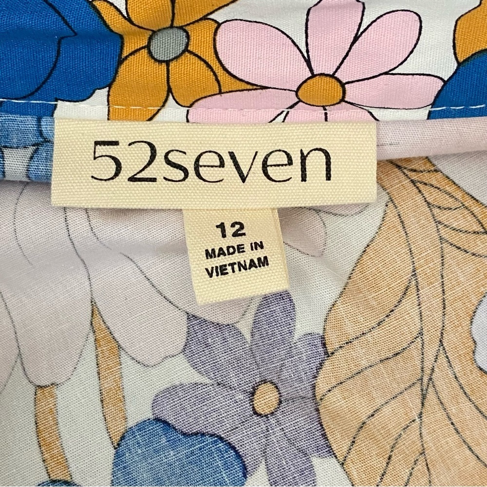 52seven Retro Floral Balloon Sleeve Midi Shirt Dress - Picture 12 of 13